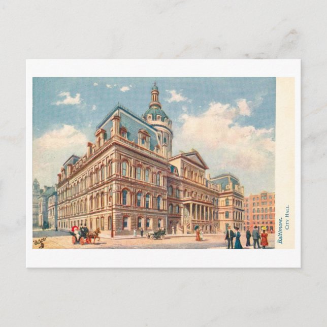 Vintage Stadshus i Baltimore Vykort (Framsida)