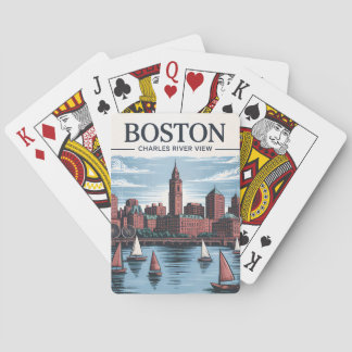 Vintage stadslandskap från Boston Massachusetts & Casinokort