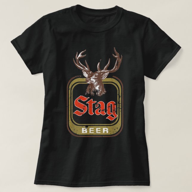 Vintage Stag Beer T Shirt (Design framsida)