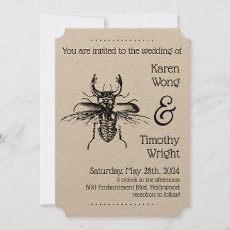 Vintage Stag Beetle Bröllop Inbjudningar
