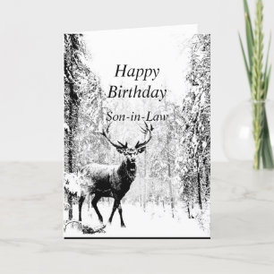 Vintage Stag för grattis på födelsedagen son-in-La Kort