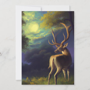 Vintage Stag Hjort Black White Animal Kort