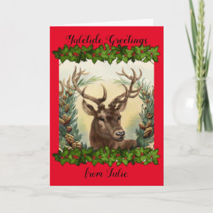 Vintage stag Yuletide Kort