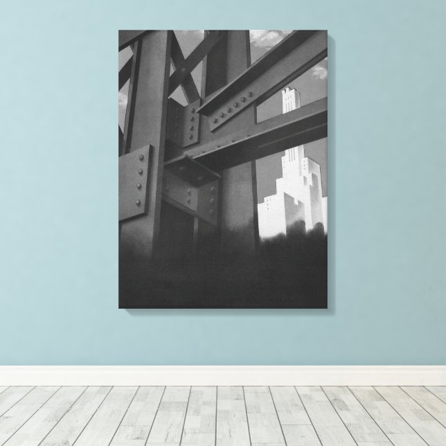 Vintage stålbyggnadskonstruktion Skyskrapa Arkitek Canvastryck (Insitu (trägolv))