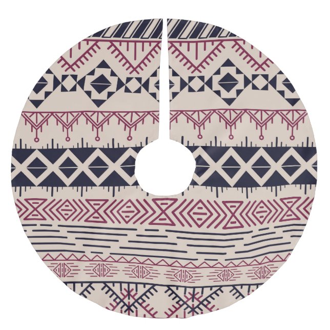 Vintage, stammen Aztec, mönster. Julgransmatta Borstad Polyester (Framsidan)