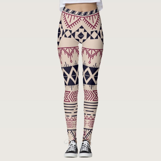 Vintage, stammen Aztec, mönster. Leggings (Framsida)