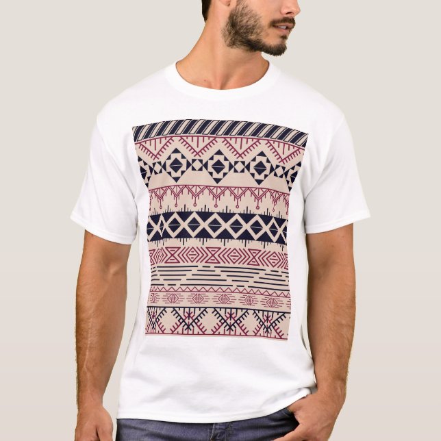 Vintage, stammen Aztec, mönster. T Shirt (Framsida)