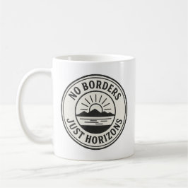 Vintage Stamp – “No Borders, Just Horizons”. Kaffemugg