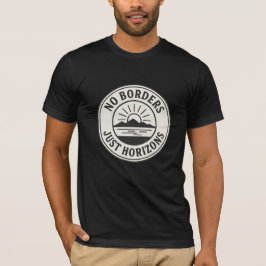 Vintage Stamp – “No Borders, Just Horizons”. T Shirt