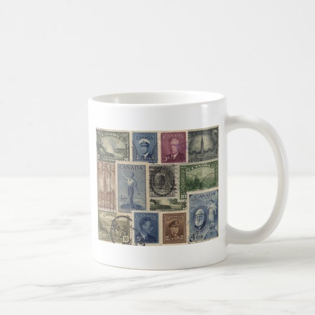 Vintage stämplar Collage Kaffemugg (Höger)