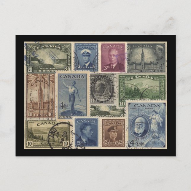 Vintage stämplar Collage Vykort (Framsida)