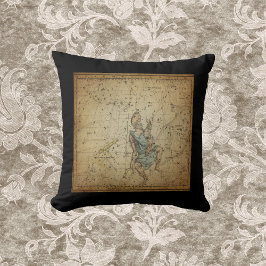 Vintage Star Chart Auriga Constellation on Black Kudde
