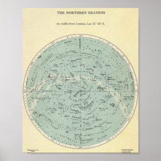 Vintage Star Chart - Northern Heavens Poster