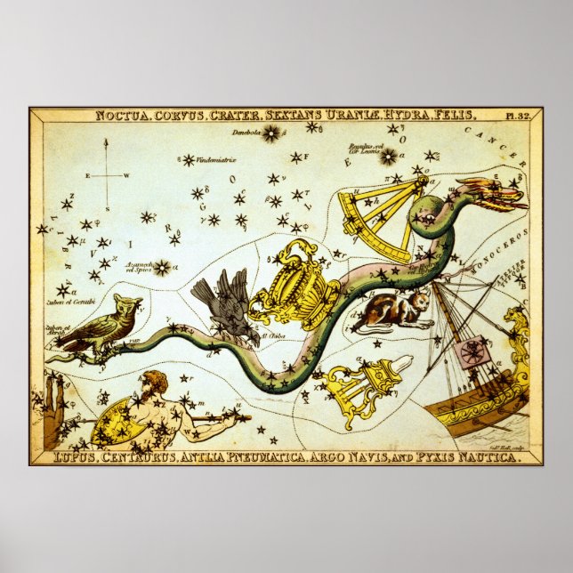 Vintage Star Constellation Atlas Poster (Framsidan)