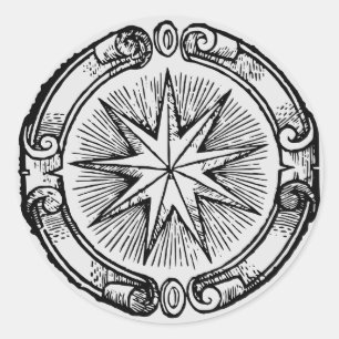Vintage Star Emblem Runt Klistermärke
