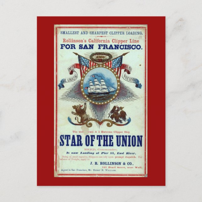 Vintage Star of Union Annons Vykort (Framsida)