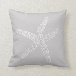 Vintage Starfish Illustration in Grått Kudde