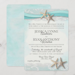 Vintage Starfish Tropical Beach Rustic Inbjudningar