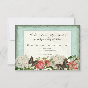 Vintage Stargazer Lily Ro Butterfly in Hydrangea OSA Kort