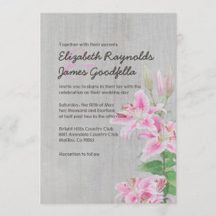 Vintage Stargazer Lily Wedding Inbjudningar