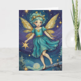 Vintage Starry Nattjulafton Fairy Personlig Kort