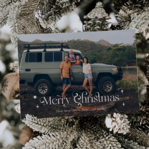 Vintage Stars God jul Photo Julkort