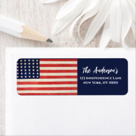 Vintage Stars och stripes American Flagga Returadress Etikett