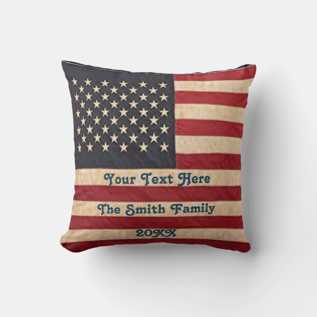 Vintage Stars och stripes Weasted American Flagga Kudde (Framsida)