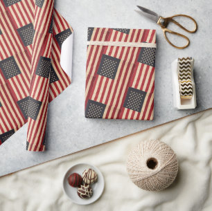 Vintage Stars och stripes Weasted American Flagga Presentpapper