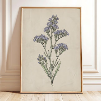 Vintage Statice Blomma Farmhouse Dekorativ Konst C Poster