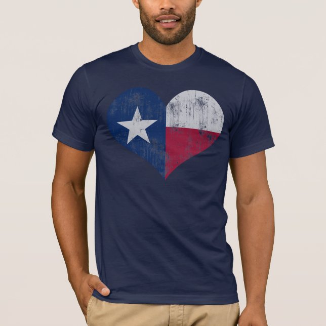 Vintage Statlig flagga i Texas Heart Tee (Framsida)