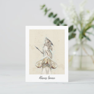 Vintage Statue of Athena Postcard - Classic Grec Helg Vykort