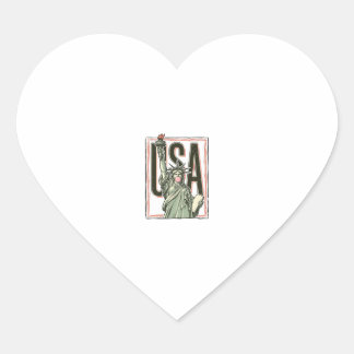 Vintage Statue of Liberty Bubblegum Grafisk T-Shir Hjärtformat Klistermärke
