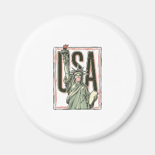 Vintage Statue of Liberty Bubblegum Grafisk T-Shir Magnet