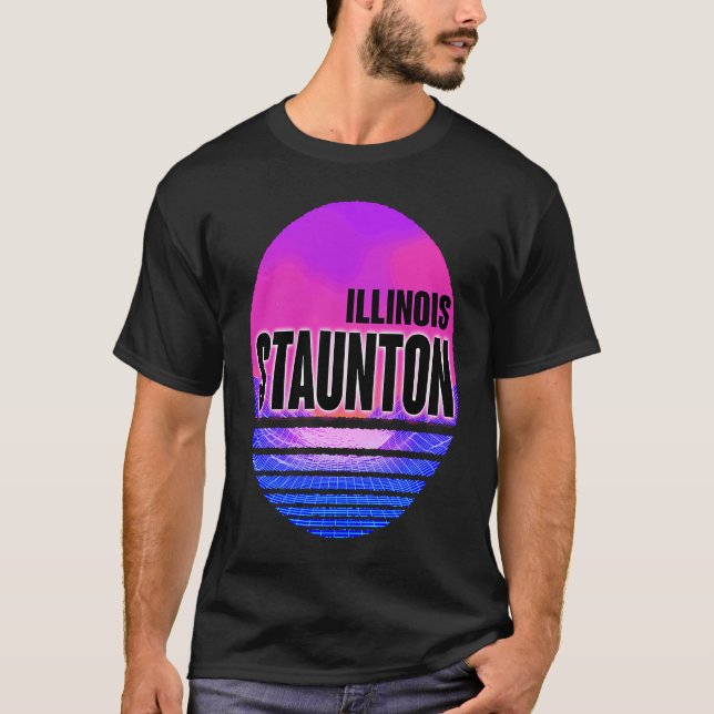 Vintage Staunton Vaporwave Illinois T Shirt (Framsida)