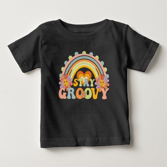  Vintage Stay Groovy Flower Power Tee (Framsida)