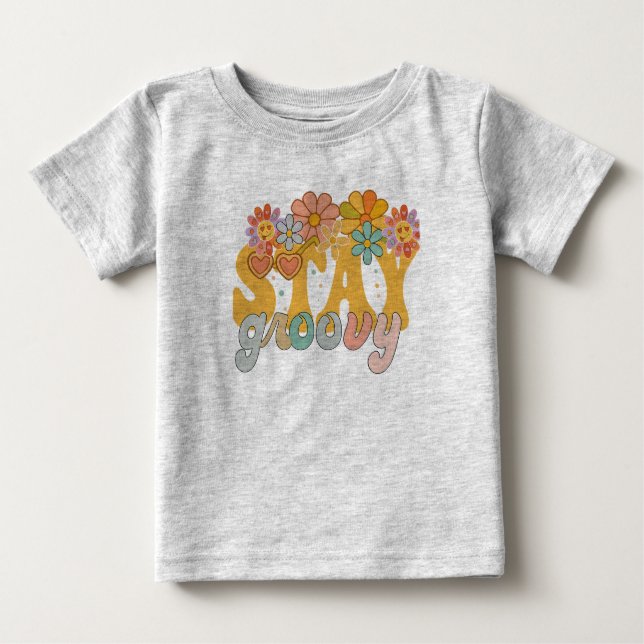 Vintage Stay Groovy Flower Power Tee (Framsida)