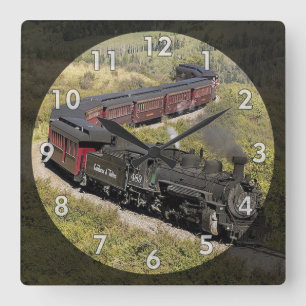 Vintage Steam Engine Tåg, C & TS-489 Fyrkantig Klocka
