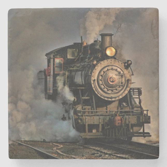 Vintage Steam Engine Tåg Stenunderlägg (Framsidan)