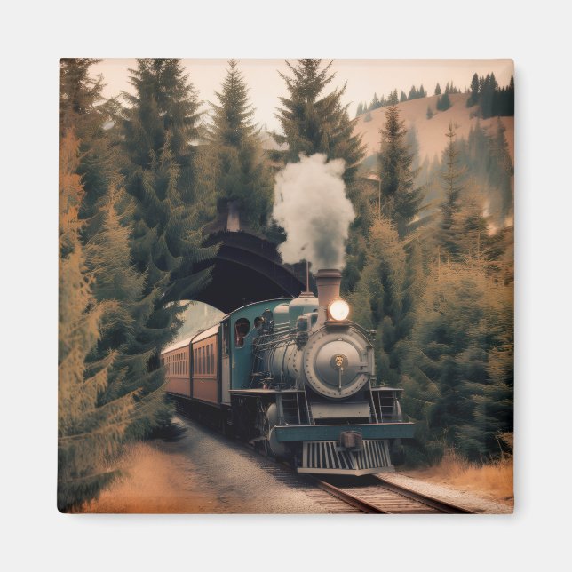 Vintage Steam Engine Train Magnet (Framsidan)
