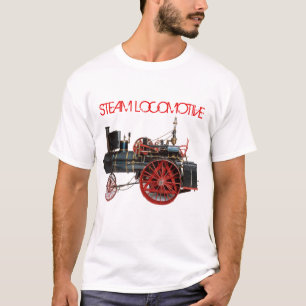 VINTAGE STEAM LOCOMOTIVE Red White Tee