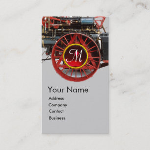 VINTAGE STEAM LOCOMOTIVE RUBY GEMSTONE MONOGRAM VISITKORT