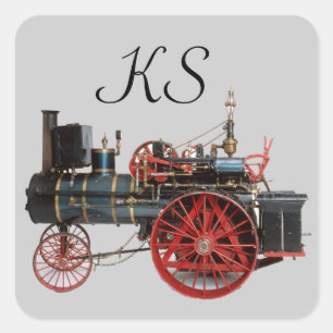 VINTAGE STEAM LOCOMOTIVE SQUARE MONOGRAM FYRKANTIGT KLISTERMÄRKE