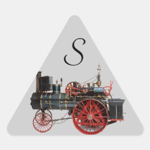 VINTAGE STEAM LOCOMOTIVE TRIANGLE MONOGRAM TRIANGELFORMAT KLISTERMÄRKE