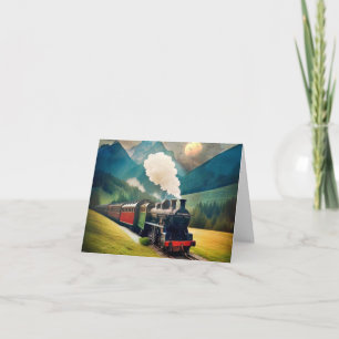 Vintage Steam Tåg Birthday Kort