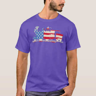Vintage Steam Tåg Camo USA American Flagga Gift T Shirt