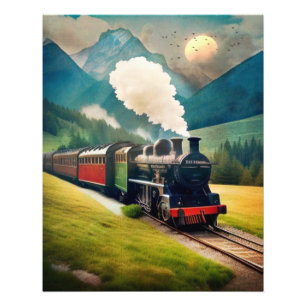Vintage Steam Tåg Fototryck