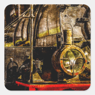 Vintage Steam Tåg - gammal timer Fyrkantigt Klistermärke