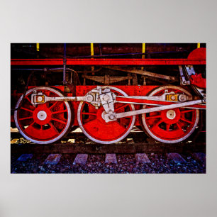 Vintage Steam Tåg Hjul Poster