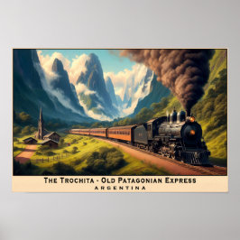 Vintage Steam Tåg i Patagoniska bergen Poster